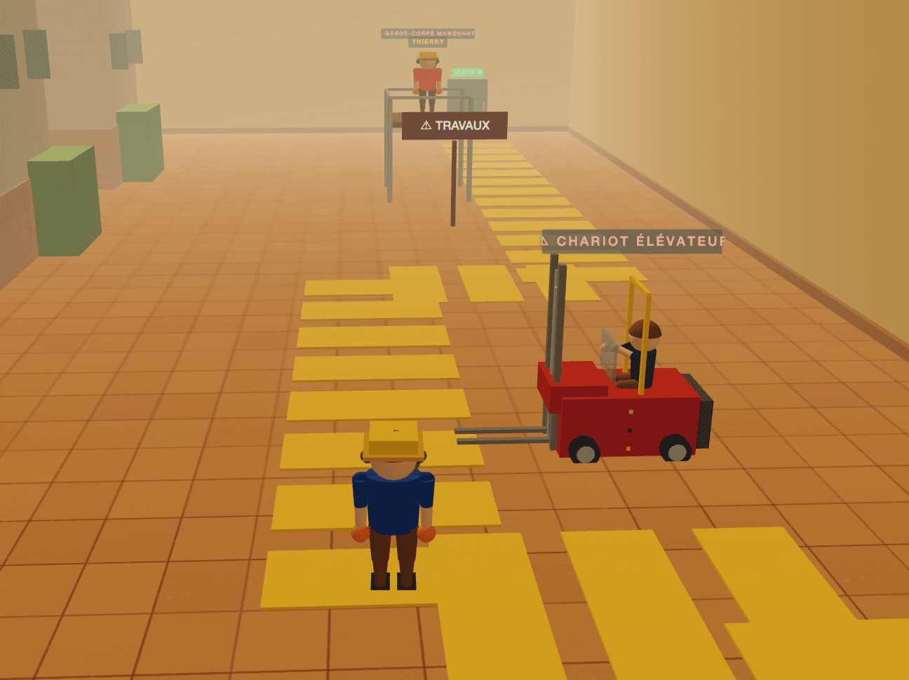 Security Factory niveau 3 - navigation dans l'entrepôt avec le chariot élévateur dans le serious game e-learning sécurité